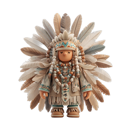 Native American Chief Character Icon - 3D Clay Style