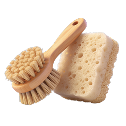 Natural Wooden Brush & Luffa Sponge Eco Icon