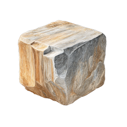 Natural Stone Cube Icon - Realistic 3D Mineral Block Texture