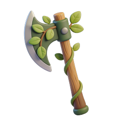 Nature Axe 3D Icon | Eco Fantasy Weapon Design
