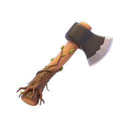 Nature Axe Icon - 3D Rendered Wooden Handle & Metal Blade