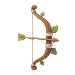 Nature Bow Arrow Icon - 3D Clay Style Forest Archery