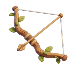 Nature Bow and Arrow 3D Icon - Wooden Archery