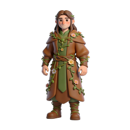 Ícone 3D de personagem druida da natureza - Design RPG de fantasia