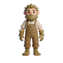 葉のアクセサリー付き 3D 自然農家キャラクターアイコン