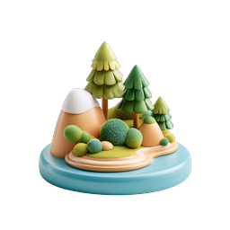 Charming Nature Landscape Icon in 3D Style