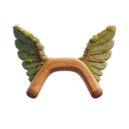 Nature Wooden Wings Icon with Mossy Leaves