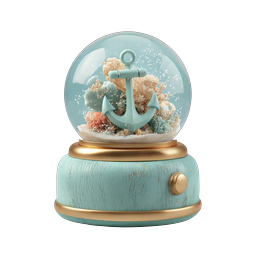 Nautical Anchor Snow Globe - 3D Rendered Ocean Decor Icon