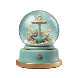 Nautical Snow Globe Icon with Anchor & Coral