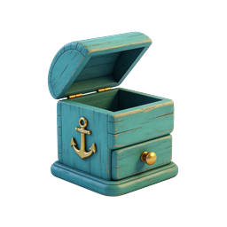 Nautical Treasure Chest Icon - 3D Rendered Maritime Box