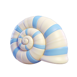 Nautilus Shell 3D Icon - Blue & Cream Clay Style