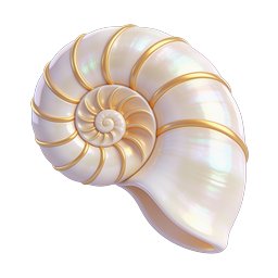 Pearlescent Nautilus Shell Icon with Gold Accents