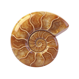 Nautilus Shell Spiral Icon | Realistic 3D Fossil Design