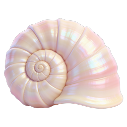 Iridescent Nautilus Shell Icon | 3D Rendered Pearl Finish