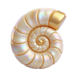 Iridescent Nautilus Shell 3D Icon | Golden Spiral