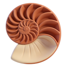 3D Clay Nautilus Shell Icon | Organic Spiral Design