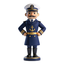 Naval Captain Wooden Figurine Icon - Maritime Character