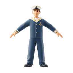 3D Cartoon Sailor Character - Naval Maritime Icon