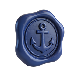 Navy Blue Anchor Wax Seal Icon - Maritime Symbol Design