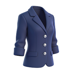 Navy Blue Blazer Jacket 3D Icon | Professional Attire