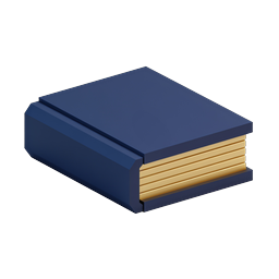 Navy Blue Book Icon with Gold Pages | Premium 3D Design