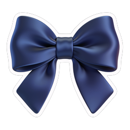 Navy Blue Silk Bow Icon - Elegant 3D Rendered