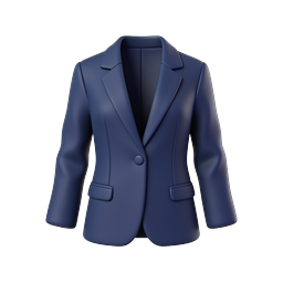 Navy Blue Suit Jacket Icon | 3D Realistic Clothing