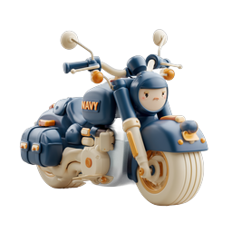Cute Navy Clay Motorcycle Icon - 3D Rendered Chibi Rider