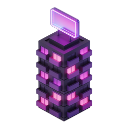 Neon Apartment Building Isometric 3D Icon
