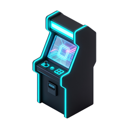 Neon Arcade Machine Icon - Retro Gaming Cabinet 3D