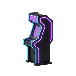 Neon Arcade Machine Icon | Retro Gaming Cabinet 3D