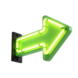 Neon Green Arrow Icon - 3D Directional Sign