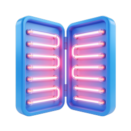 Neon Open Book Icon - Futuristic 3D Glowing Design