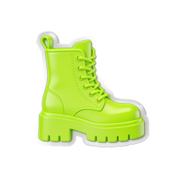 Biểu tượng nhãn dán giày boot đế cao màu xanh neon | Thời trang 3D