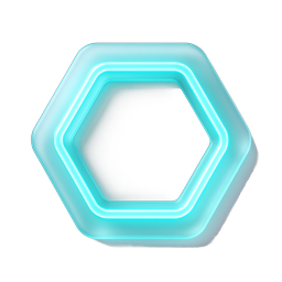 Neon Hexagon Play Button Icon - 3D Glossy Design