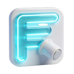 Neon Letter F 3D Glass Icon - Premium Typography Design
