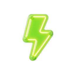 Neon Green 3D Lightning Bolt Icon - Energy Power