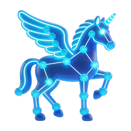 Neon Tech Unicorn 3D Icon - Digital Mythical Creature