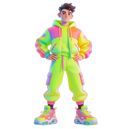 Neon Tracksuit 3D Character Icon - Trendy Streetwear Avatar