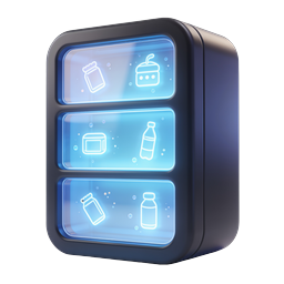 Futuristic Neon Vending Machine Icon - 3D Blue Tech