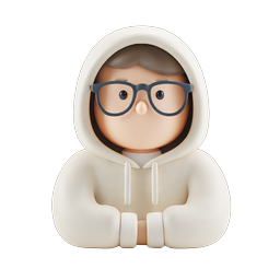 Cute Nerd Hoodie Character 3D Icon with Glasses