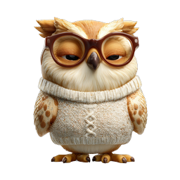 Nerdy Owl with Glasses and Knitted Sweater Icon