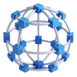 Network Cube Sphere 3D Icon | Blockchain & Connectivity