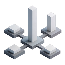 3D Isometric Network Hub Topology Icon