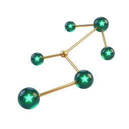 3D Network Stars Icon with Golden Connections