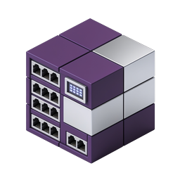 Purple Network Switch Icon - 3D Isometric Technology