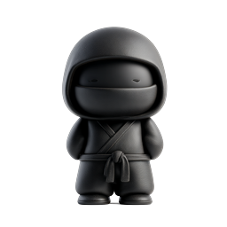 Cute Ninja Character Icon - 3D Rendered Stealth Figure