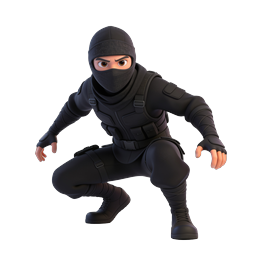 3D Ninja Warrior Character Icon - Tactical Action Figure