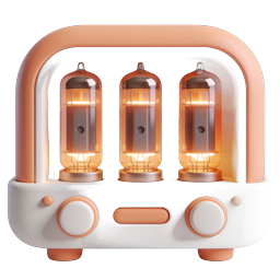Nixie Tube Clock 3D Icon - Retro Vintage Electronics