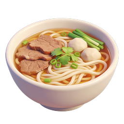 3D Noodle Soup Bowl Icon - Asian Ramen Food Illustration